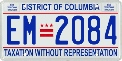DC license plate EM2084