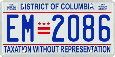 DC license plate EM2086