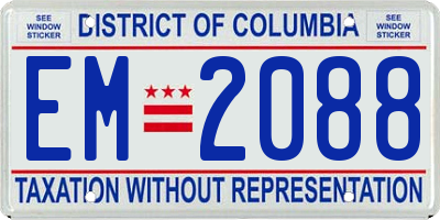 DC license plate EM2088