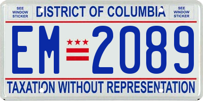 DC license plate EM2089