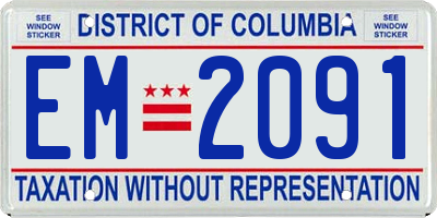 DC license plate EM2091