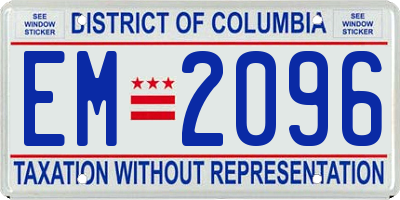 DC license plate EM2096