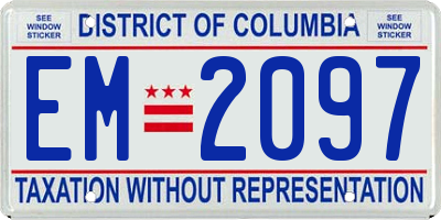 DC license plate EM2097