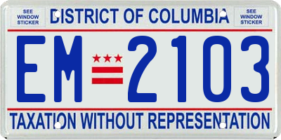 DC license plate EM2103