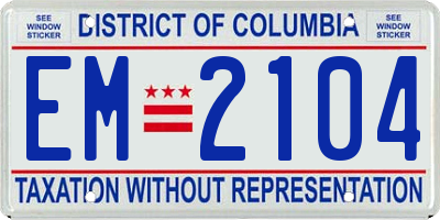 DC license plate EM2104