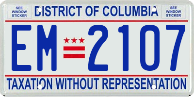 DC license plate EM2107