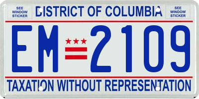DC license plate EM2109
