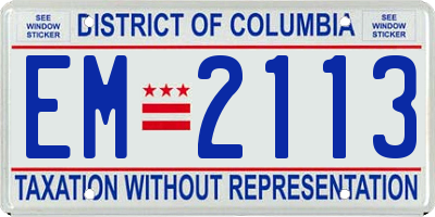 DC license plate EM2113