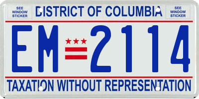 DC license plate EM2114