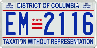 DC license plate EM2116