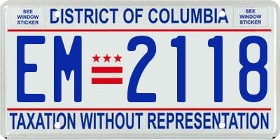 DC license plate EM2118