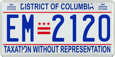 DC license plate EM2120