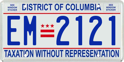 DC license plate EM2121