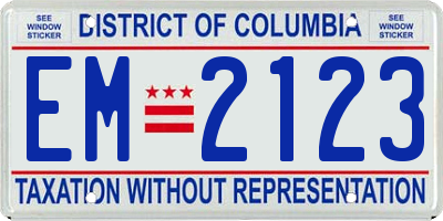 DC license plate EM2123