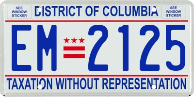 DC license plate EM2125