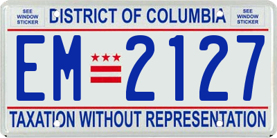 DC license plate EM2127
