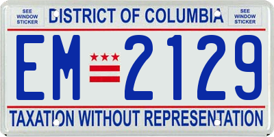 DC license plate EM2129