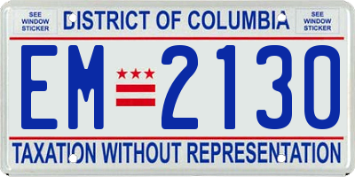 DC license plate EM2130