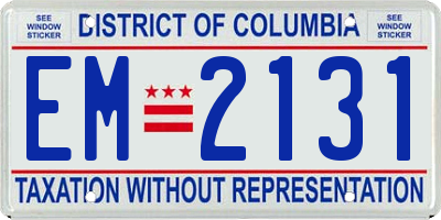 DC license plate EM2131