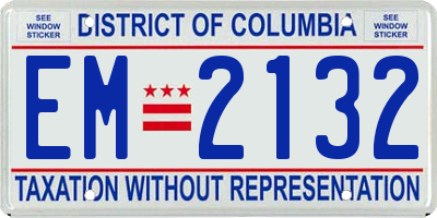 DC license plate EM2132