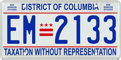 DC license plate EM2133