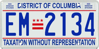 DC license plate EM2134