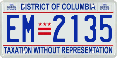 DC license plate EM2135