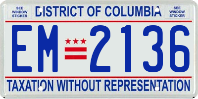DC license plate EM2136