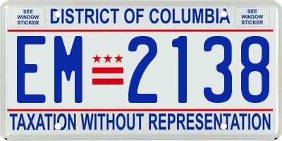 DC license plate EM2138