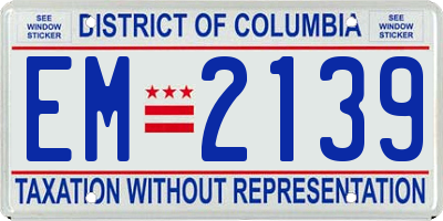 DC license plate EM2139
