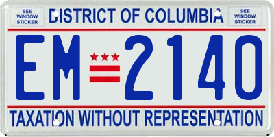 DC license plate EM2140