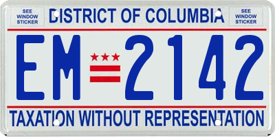DC license plate EM2142