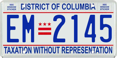 DC license plate EM2145