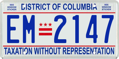 DC license plate EM2147