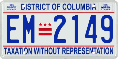 DC license plate EM2149