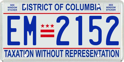 DC license plate EM2152