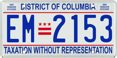 DC license plate EM2153
