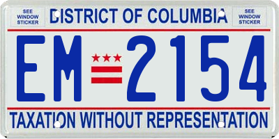 DC license plate EM2154