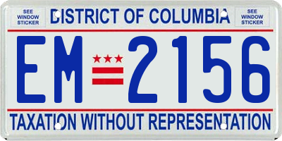 DC license plate EM2156