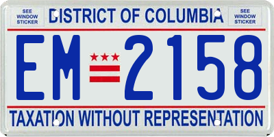 DC license plate EM2158