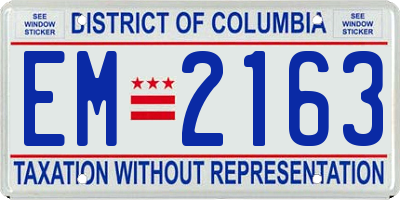 DC license plate EM2163