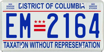 DC license plate EM2164