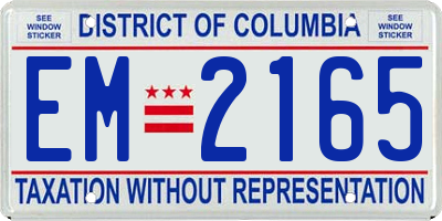 DC license plate EM2165