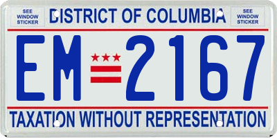 DC license plate EM2167