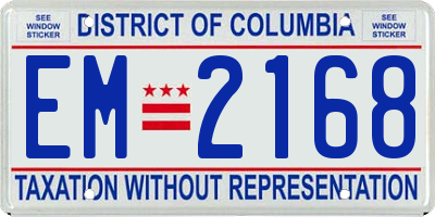 DC license plate EM2168