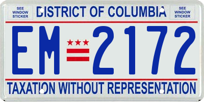 DC license plate EM2172