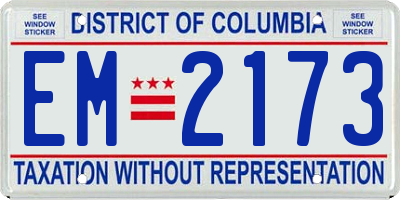 DC license plate EM2173