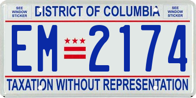 DC license plate EM2174