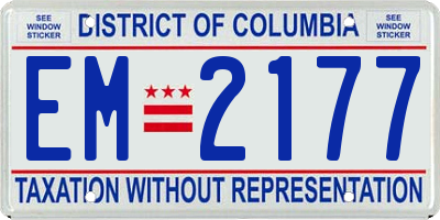 DC license plate EM2177