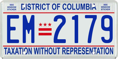 DC license plate EM2179